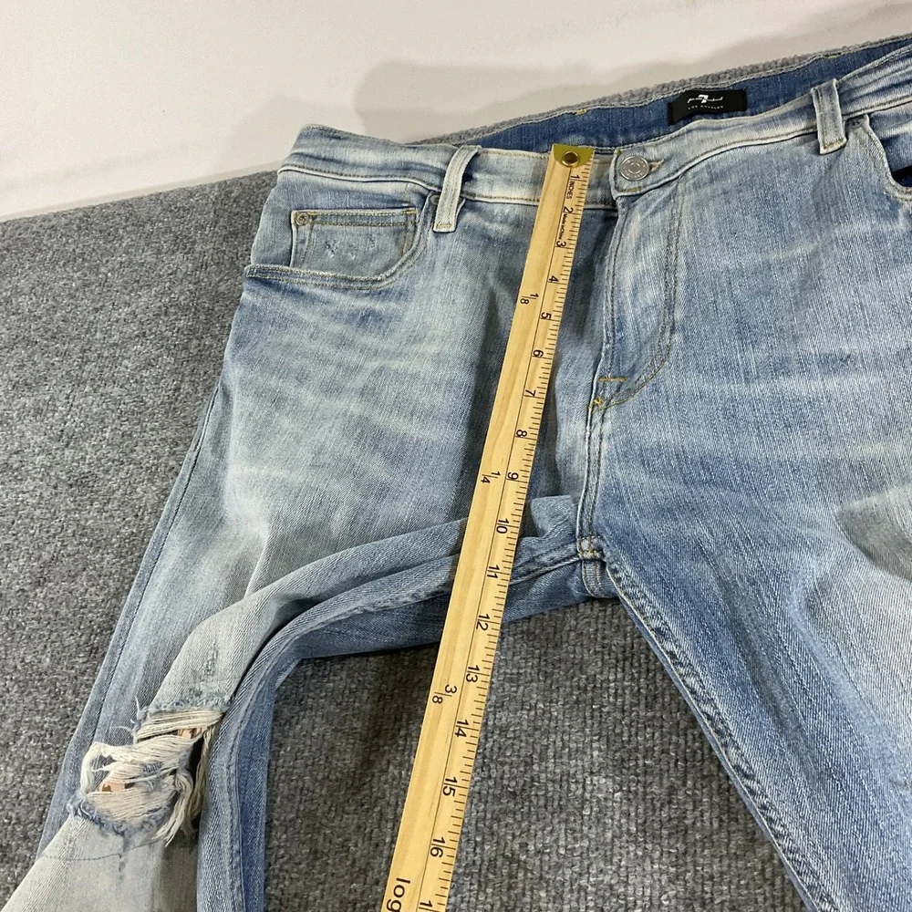 7 For All Mankind Jeans Mens 40x36 Stacked Skinny Distressed Light Wash Denim